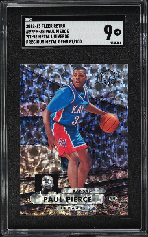 2012 Fleer Retro '97 Metal Universe Precious Metal Gems Paul Pierce /100 SGC 9