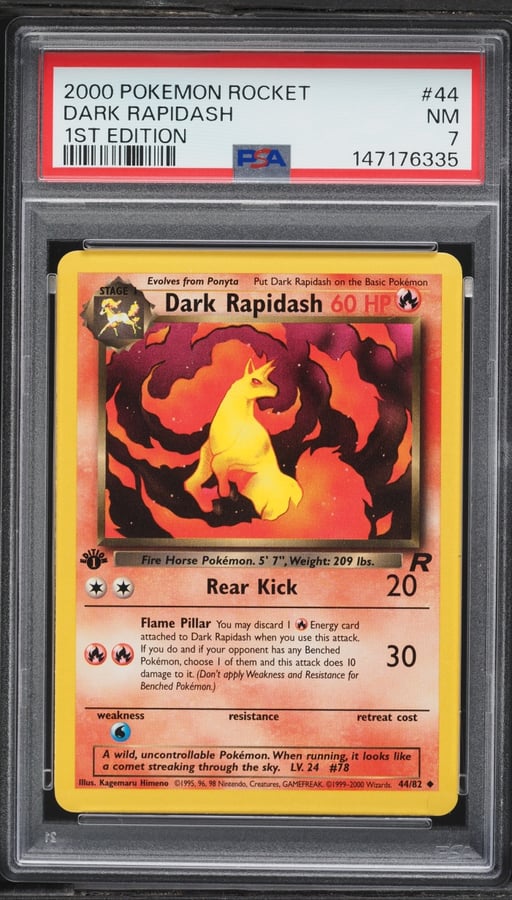 2000 Pokemon Team Rocket 1st Edition Dark Rapidash #44 PSA 7 NRMT
