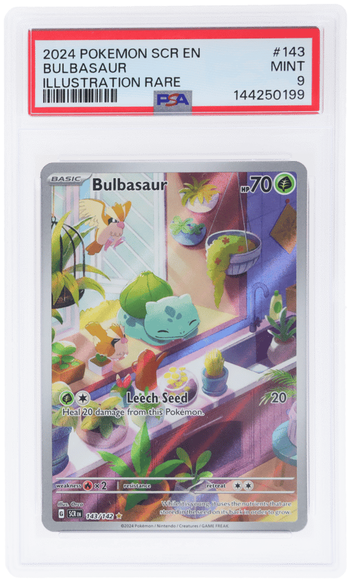 2024 Pokemon Scarlet and Violet Stellar Crown Illustration Rare Bulbasaur #143 PSA 9