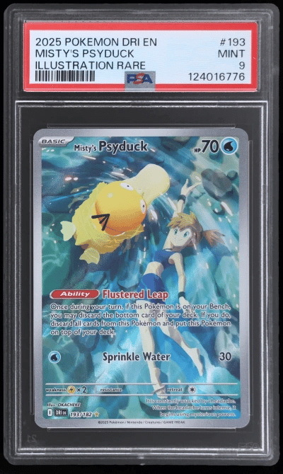 2025 Pokemon Scarlet and Violet Destined Rivals Illustration Rare Misty's Psyduck #193 PSA 9