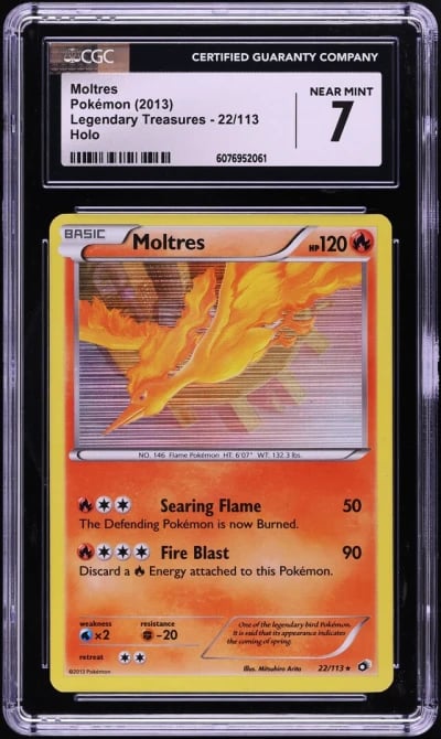 2013 Pokemon Black & White Legendary Treasures Holo Moltres #22 CGC 7 NRMT