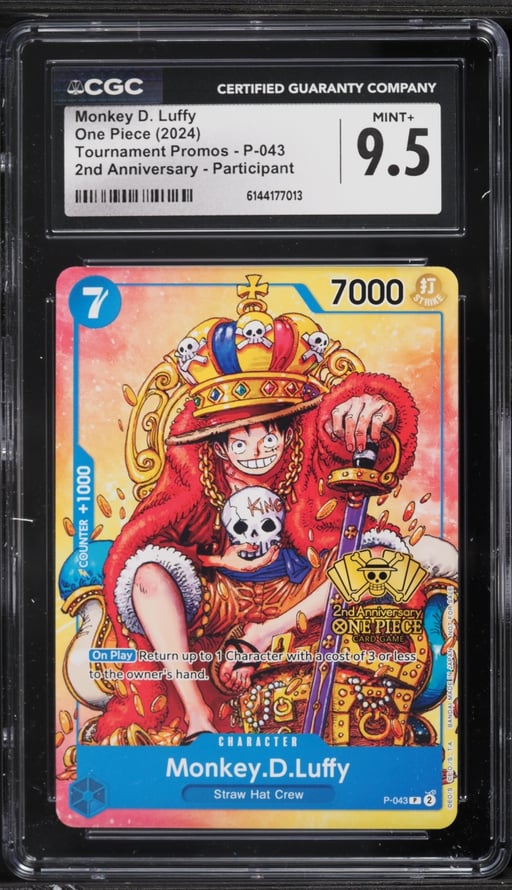 2024 One Piece Tournament Promo 2nd Anniversary Alt Art Monkey D. Luffy #P-043 CGC 9.5 MINT+