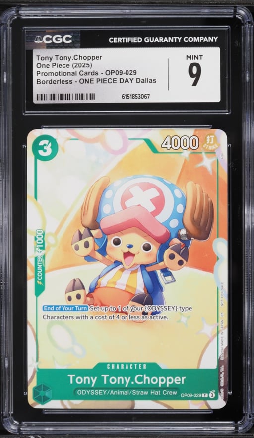 2025 One Piece Promo Borderless DAY Dallas Tony Tony.Chopper #OP09-029 CGC 9 MINT