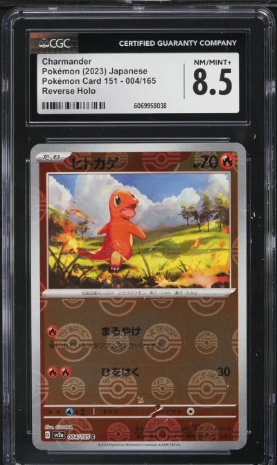 2023 Pokemon Japanese SV 151 Poke Ball Reverse Holo Charmander #4 CGC 8.5 NM-MT+