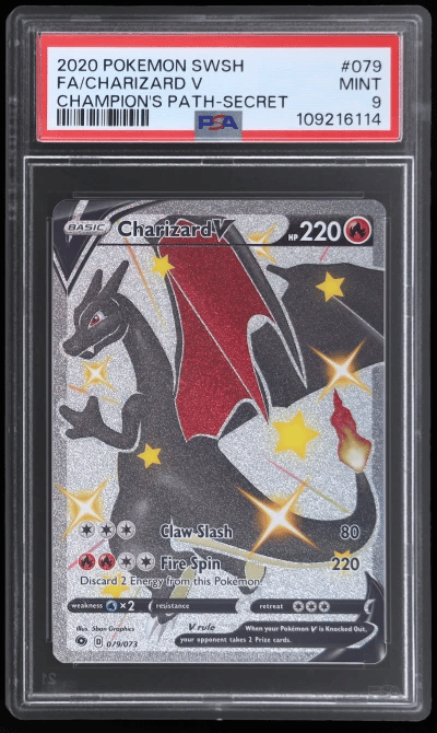 2020 Pokemon Sword and Shield Champion's Path Secret Rare Charizard V #79 PSA 9
