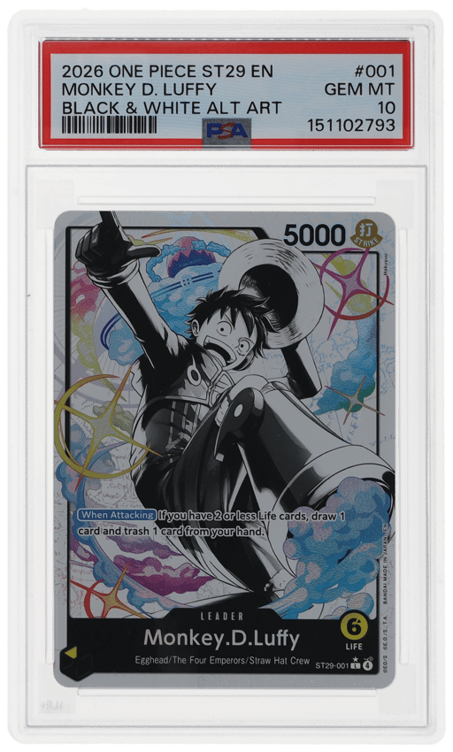 2026 One Piece Starter Deck Egghead Black and White Alternate Art Monkey D. Luffy # ST29001 PSA 10