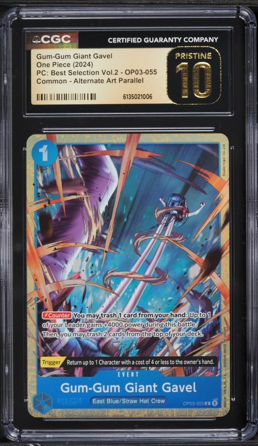 2024 One Piece PC Best Selection Volume 2 Alt Art Gum-Gum Giant Gavel #OP03-055 CGC 10 PRISTINE