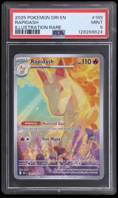 2025 Pokemon Scarlet and Violet Destined Rivals Illustration Rare Rapidash #189 PSA 9