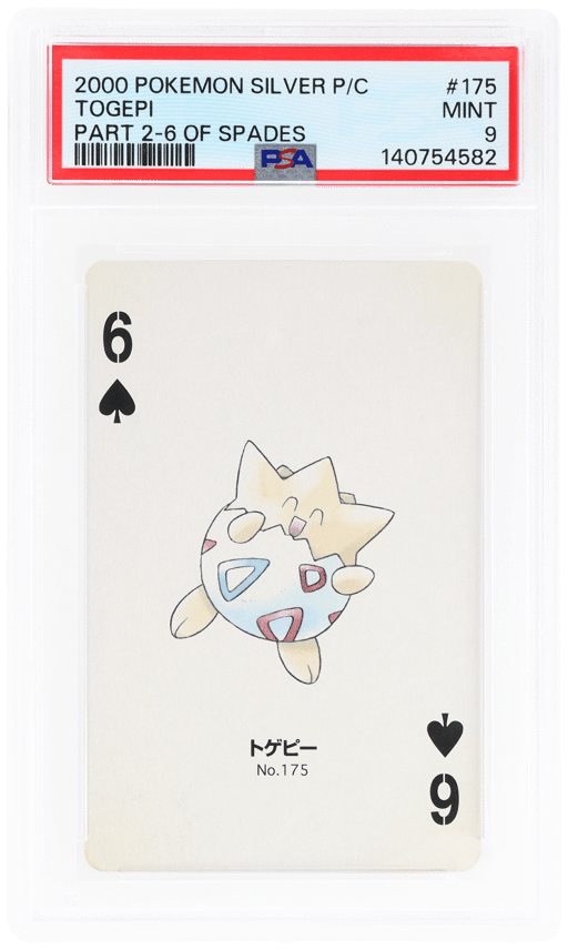 2000 Pokemon Silver Version Part 2 Playing Cards 6 of Spades Togepi #175 PSA 9