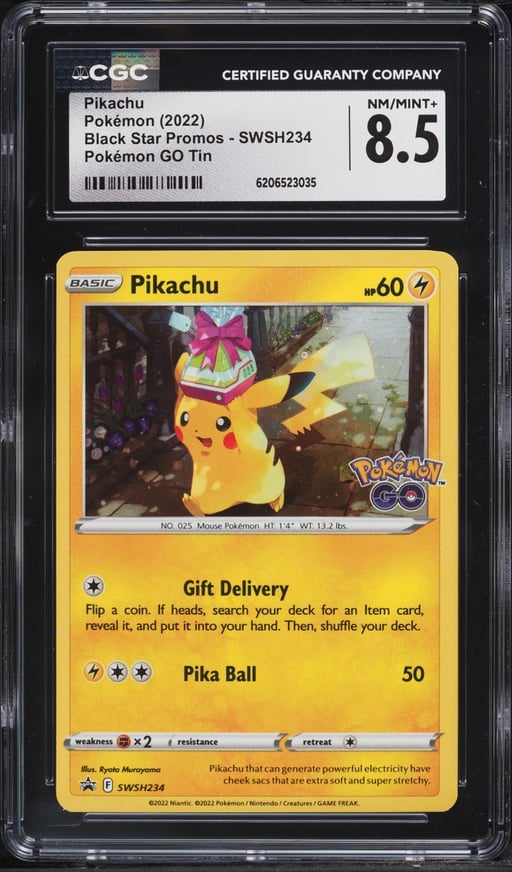 2022 Pokemon Sword & Shield Promo GO Tin Holo Pikachu #SWSH234 CGC 8.5 NM-MT+