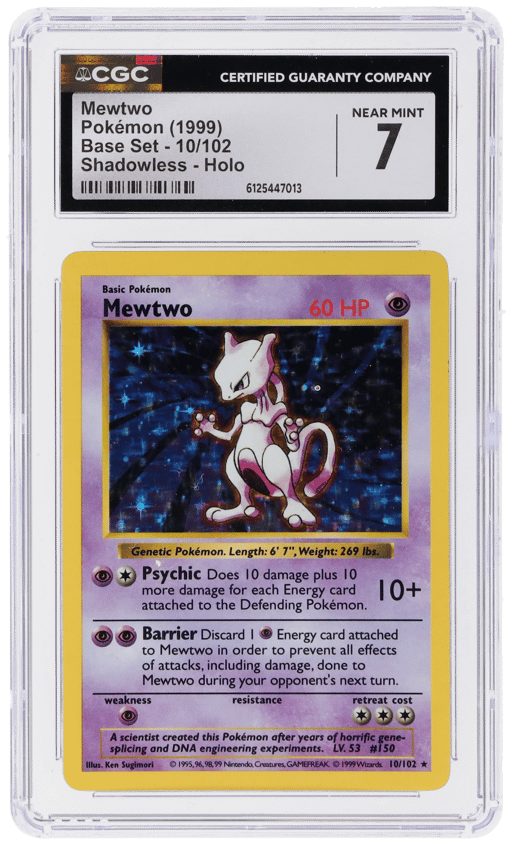 1999 Pokemon Base Set Shadowless Holo Mewtwo #10 CGC 7
