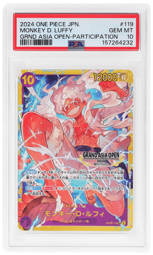 2024 One Piece Promos Japanese Grand Asia Open Participation Monkey D. Luffy #OP05119 PSA 10