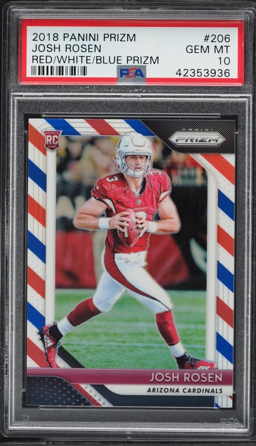 2018 Panini Prizm Red White Blue Josh Rosen ROOKIE #206 PSA 10 GEM MINT