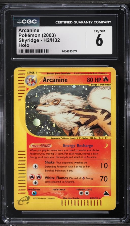 2003 Pokemon Skyridge Holo Arcanine #H2 CGC 6 EXMT