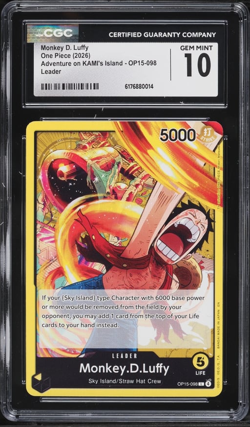 2026 One Piece Adventure On KAMI's Island Leader Monkey D. Luffy #OP15-098 CGC 10 GEM MINT