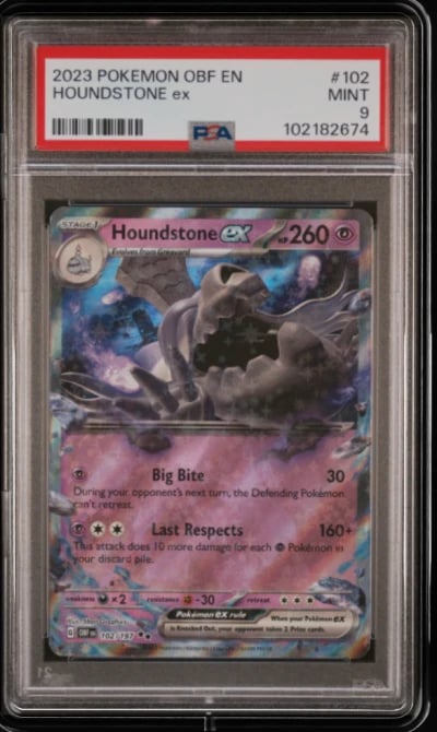 2023 POKEMON OBF EN-OBSIDIAN FLAMES #102 HOUNDSTONE EX PSA 9