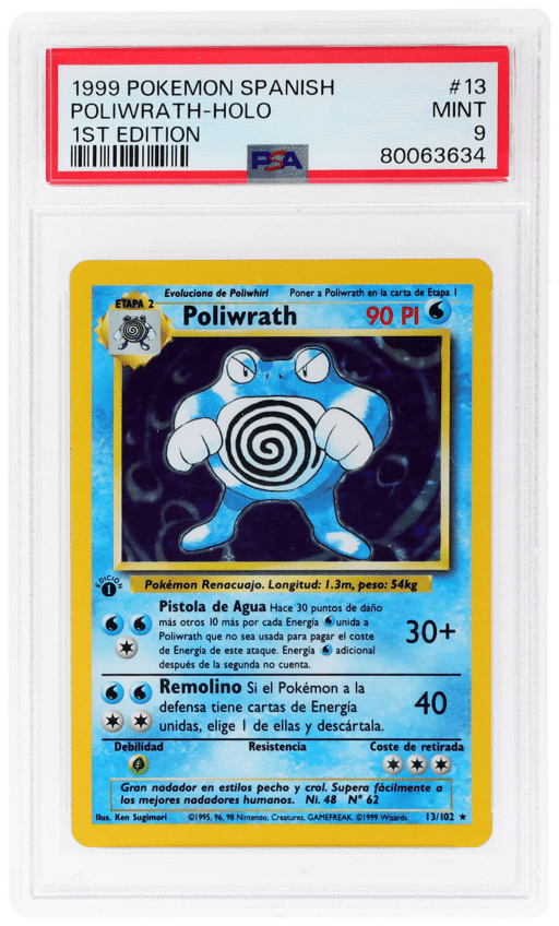 1999 Pokemon Base Set Spanish 1st Edition Holo Poliwrath #13 PSA 9