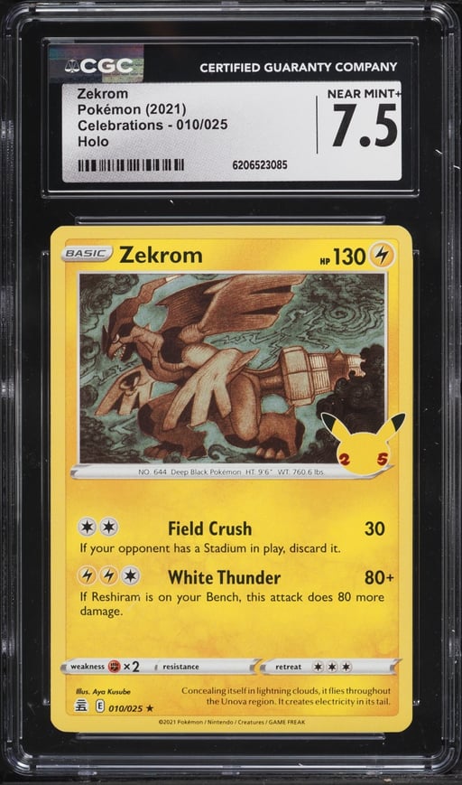 2021 Pokemon Sword & Shield Celebrations Holo Zekrom #10 CGC 7.5 NRMT+