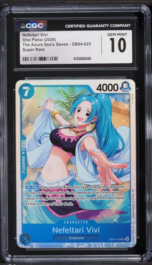 2026 One Piece The Azure Sea's Seven SR Nefeltari Vivi #EB04-025 CGC 10 GEM MINT