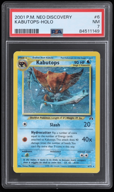2001 Pokemon Neo Discovery Holo Kabutops #6 PSA 7