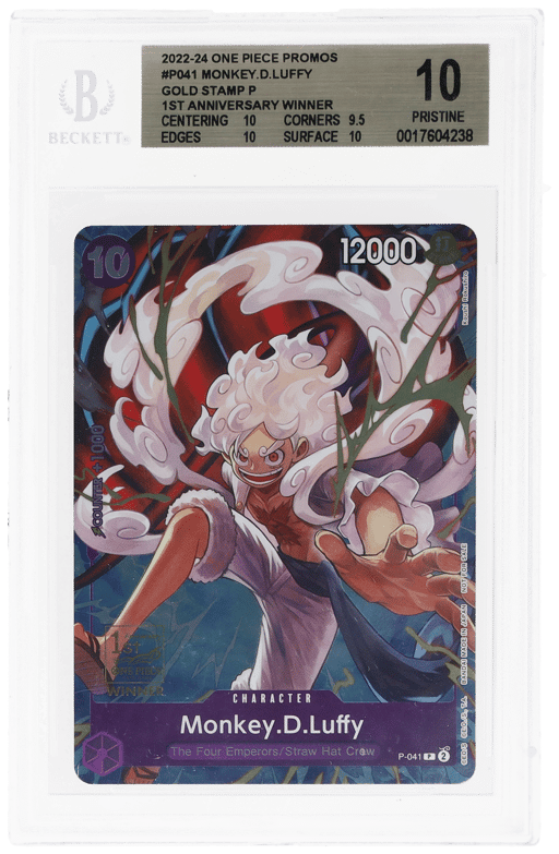 2023 One Piece 1st Anniversary Promo Gold Stamp Tournament Winner Monkey D. Luffy #P-041 BGS 10