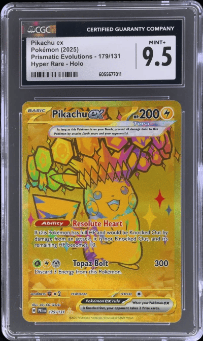 2025 Pokemon Scarlet and Violet Prismatic Evolutions Hyper Rare Pikachu Ex #179 CGC 9.5