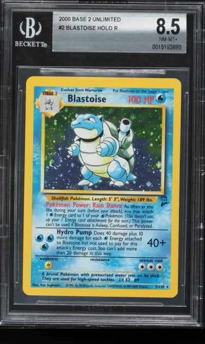 2000 Pokemon Base Set 2 Holo Blastoise #2 BGS 8.5 NM-MT+