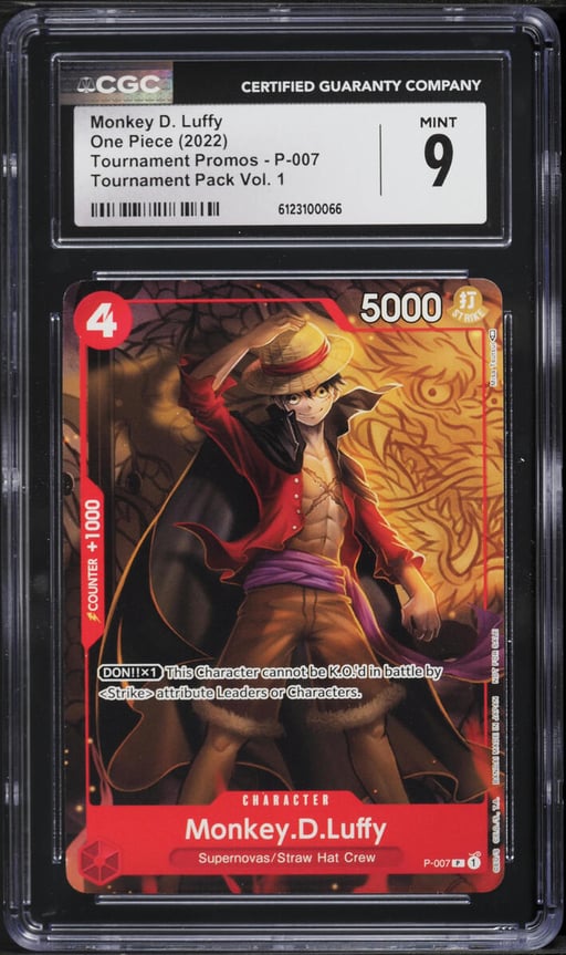 2022 One Piece Promo Tournament Pack Volume 1 Monkey D. Luffy #P-007 CGC 9 MINT