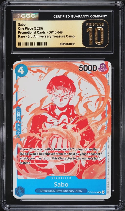 2025 One Piece Promo 3rd Anniversary Treasure Campaign Sabo #OP10-049 CGC 10 PRISTINE