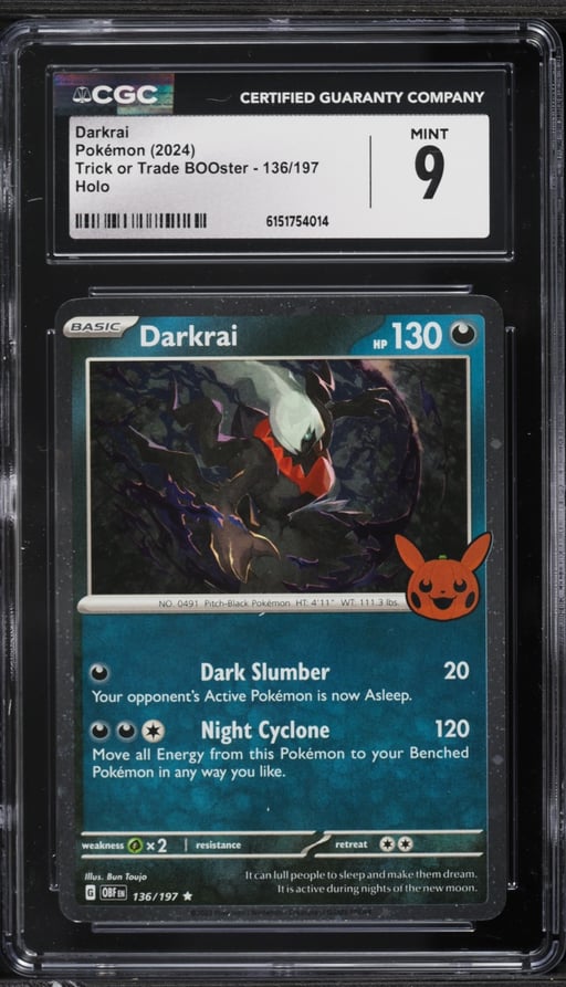 2024 Pokemon Scarlet & Violet Obsidian Flames Trick Or Trade Holo Darkrai #136 CGC 9 MINT