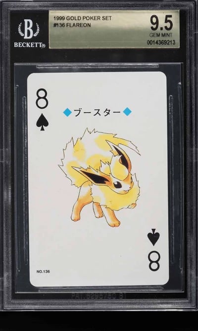 1999 Pokemon Japanese Gold Poker Set Nintendo Playing Card Flareon #136 BGS 9.5