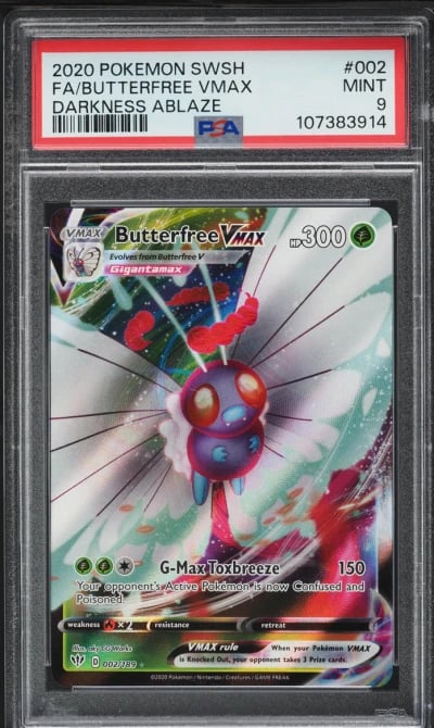 2020 Pokemon SWSH Darkness Ablaze Full Art Butterfree VMAX #2 PSA 9 MINT
