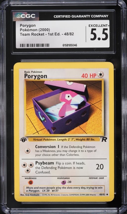 2000 Pokemon Team Rocket 1st Edition Porygon #48 CGC 5.5 EX+