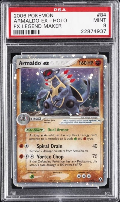 2006 POKEMON EX LEGEND MAKER #84 ARMALDO EX-HOLO PSA 9