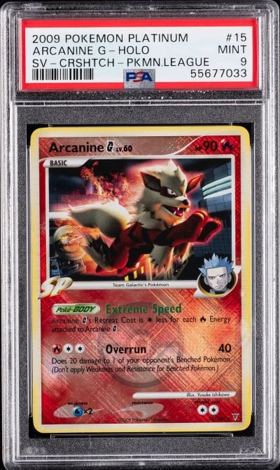 2009 POKEMON PLATINUM SUPREME VICTORS CROSSHATCH #15 ARCANINE G-HOLO PSA 9