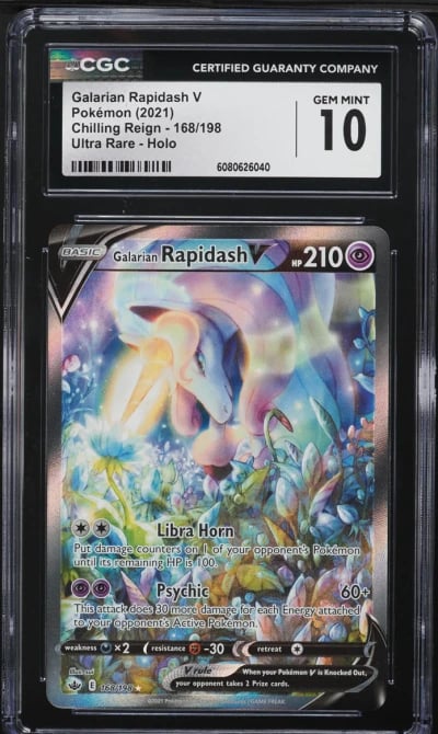 2021 Pokemon SWSH Chilling Reign Full Art Galarian Rapidash V #168 CGC 10