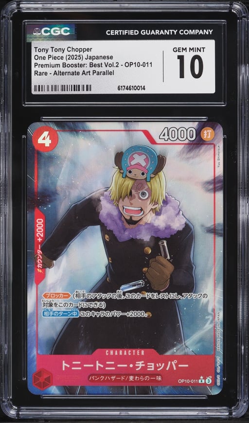 2025 One Piece Japanese Premium Booster: Best Vol.2 Alt Art Tony Tony Chopper #OP10-011 CGC 10