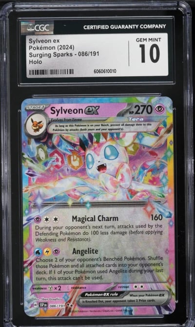 2024 Pokemon Scarlet & Violet Surging Sparks Holo Sylveon ex #86 CGC 10 GEM MINT