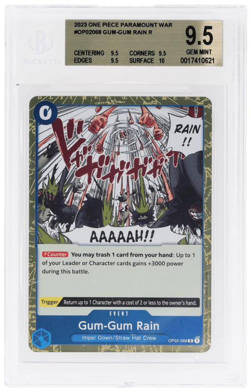 2023 One Piece Card Game Paramount War Gum-Gum Rain #OP02-068 BGS 9.5