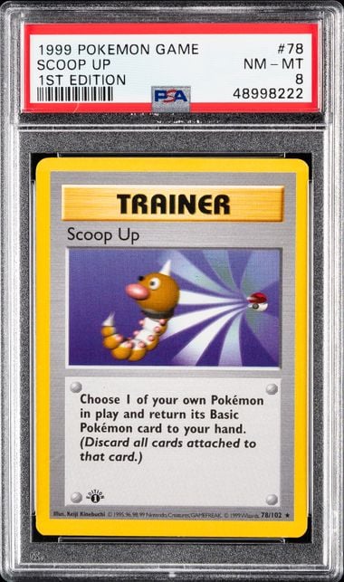 1999 POKEMON GAME #78 SCOOP UP 1ST EDITION PSA 8