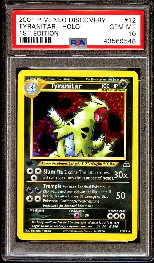 2001 Pokemon Neo Discovery 1st Edition Holo Tyranitar #12 PSA 10 GEM MINT