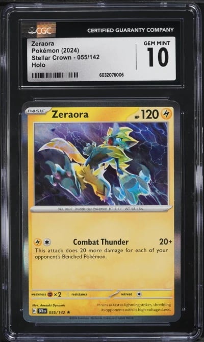 2024 Pokemon Scarlet & Violet Stellar Crown Holo Zeraora #55 CGC 10 GEM MINT