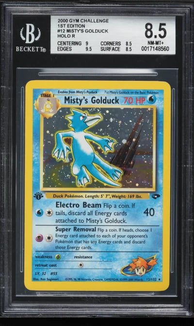 2000 Pokemon Gym Challenge 1st Edition Holo Misty's Golduck #12 BGS 8.5 NM-MT+