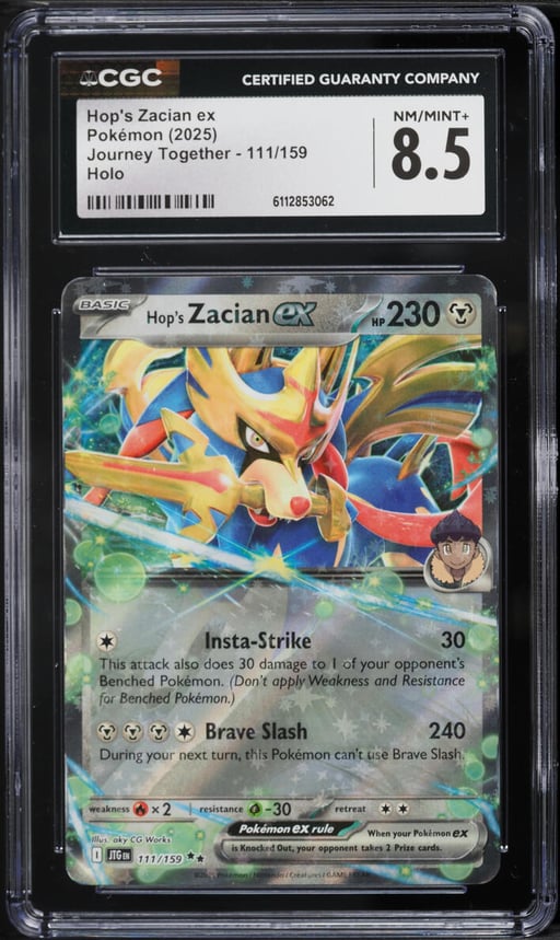 2025 Pokemon Scarlet & Violet Journey Together Holo Hop's Zacian ex #111 CGC 8.5 NM-MT+