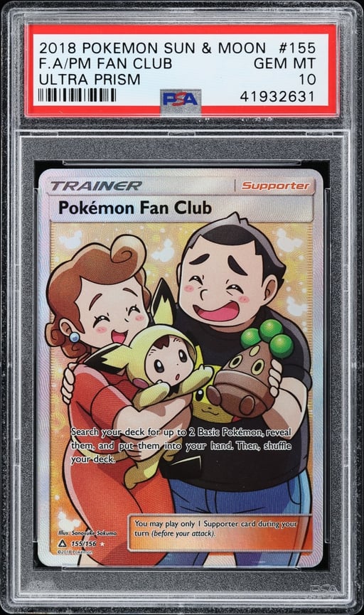 2018 Pokemon Sun & Moon Ultra Prism Full Art Fan Club #155 PSA 10 GEM MINT