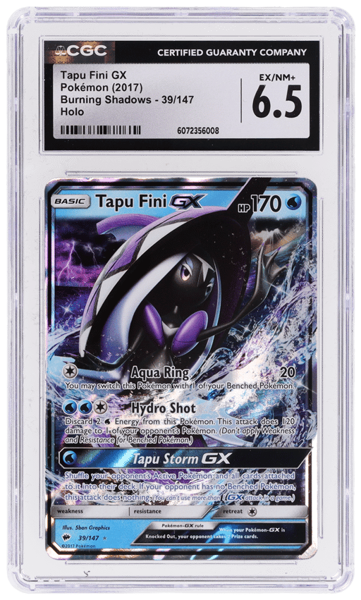 2017 Pokemon Sun and Moon Burning Shadows Tapu Fini Gx #39 CGC 6.5