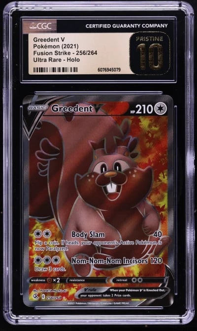 2021 Pokemon SWSH Fusion Strike Full Art Greedent V #256 CGC 10 PRISTINE