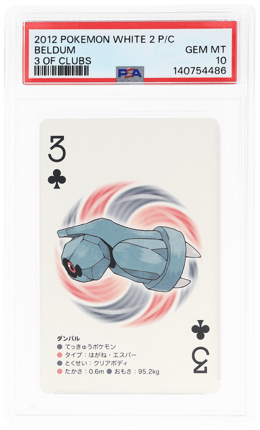 2012 Pokemon White 2 Playing Cards 3 of Clubs Beldum PSA 10