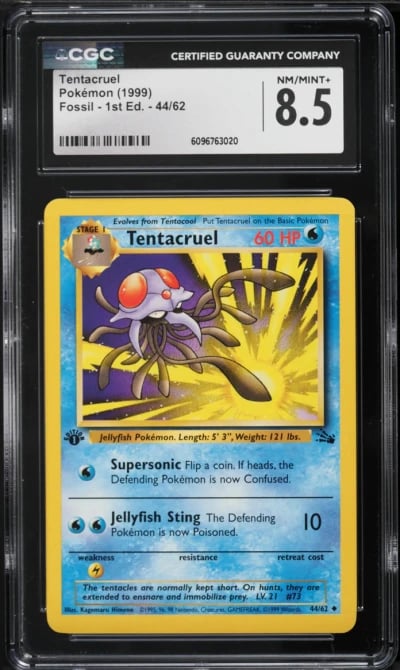 1999 Pokemon Fossil 1st Edition Tentacruel #44 CGC 8.5 NM-MT+