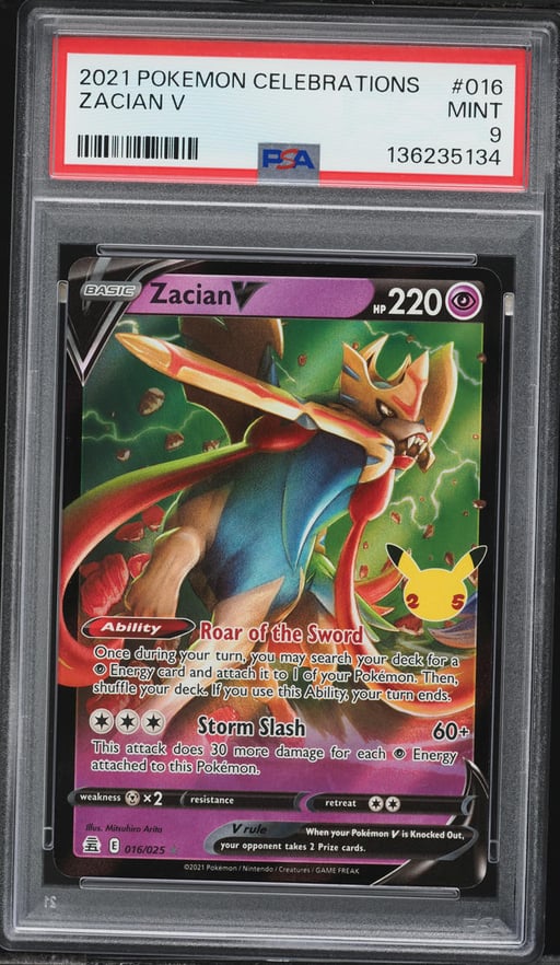 2021 Pokemon Sword & Shield Celebrations Holo Zacian V #16 PSA 9 MINT